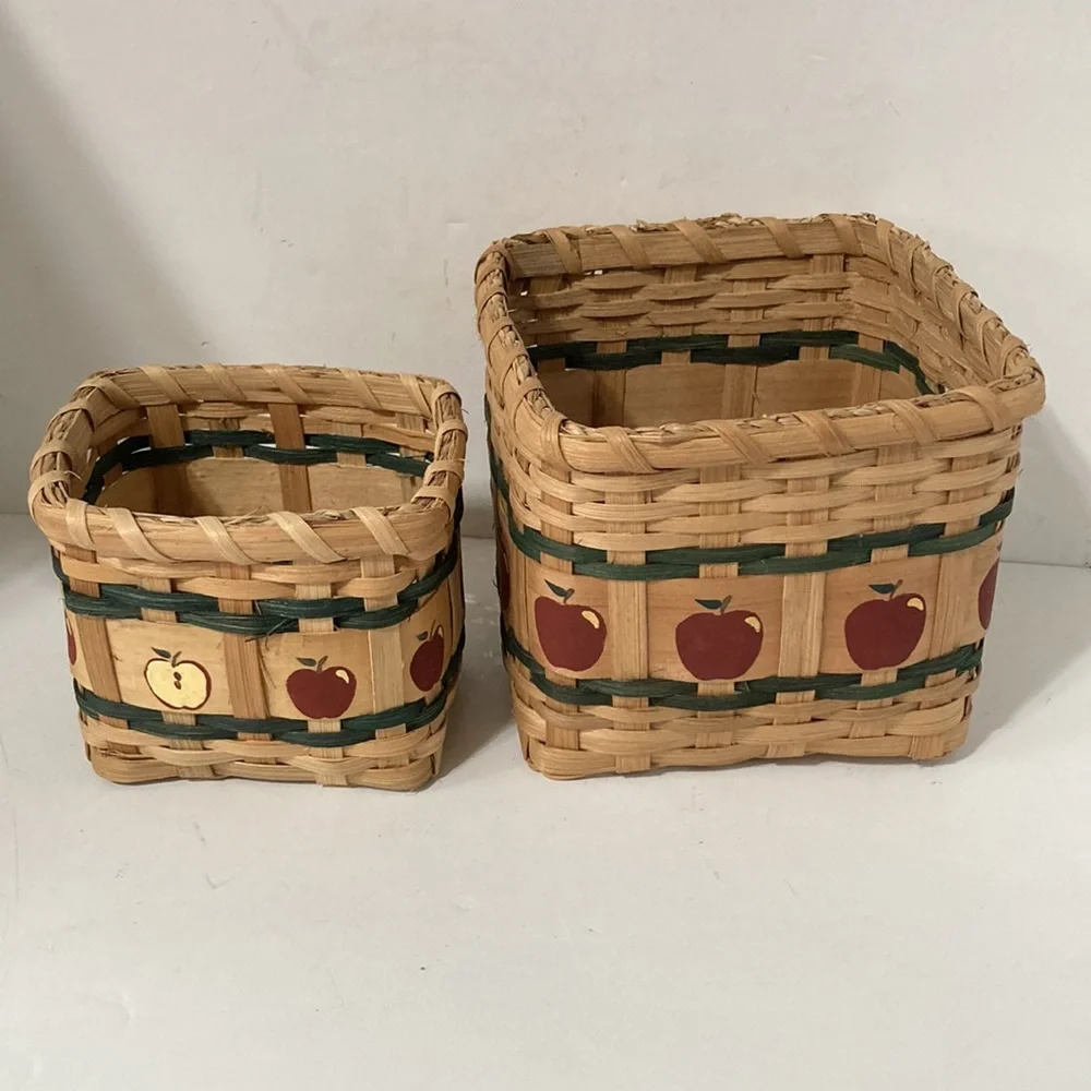 NESTING BASKETS Apple Teacher Design Square Woven Set of 2